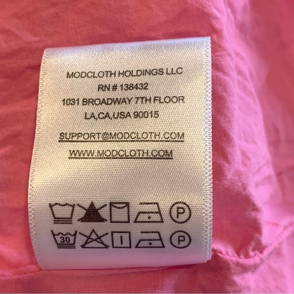ModCloth Fabulous Fit and Flare Textured Fabric Shirt Pink Midi Dress Size 2 - Picture 11 of 13